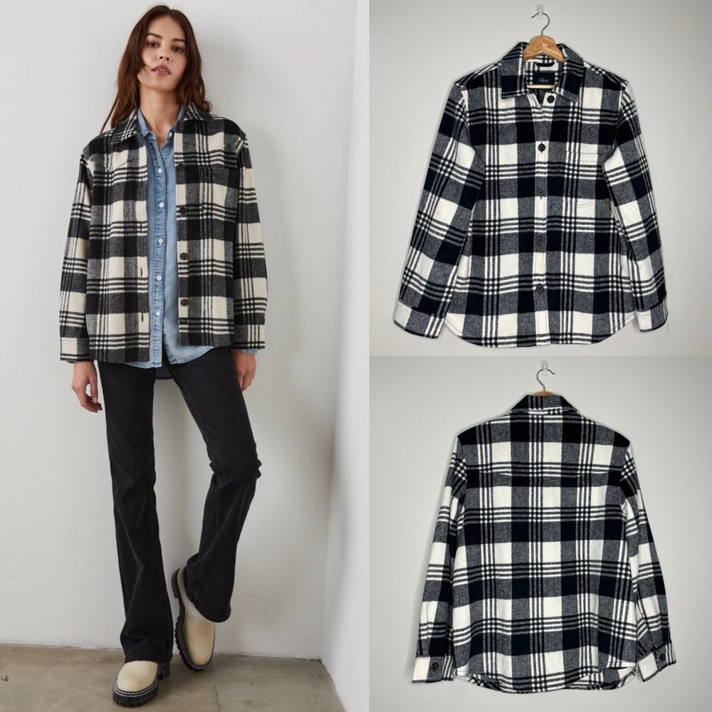 Rails | Tripp Shacket Black & Cream Plaid, Oversized, EUC